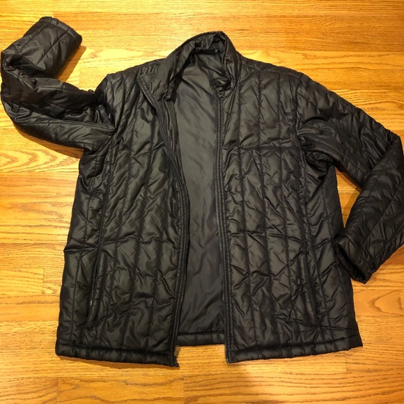 Lands End Men's Large Ultra Light Weight Coat Black - Picture 3 of 3